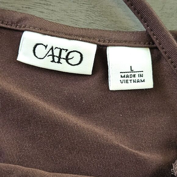 Cato Women's L Camisole Tank Lace Trim Y2K Brown Spaghetti Straps Baselayer - Picture 5 of 6